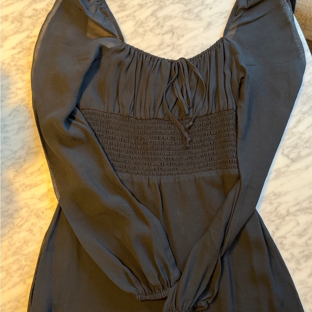 Reformation Rue Black Long Sleeve Dress Size 6 - Picture 7 of 8